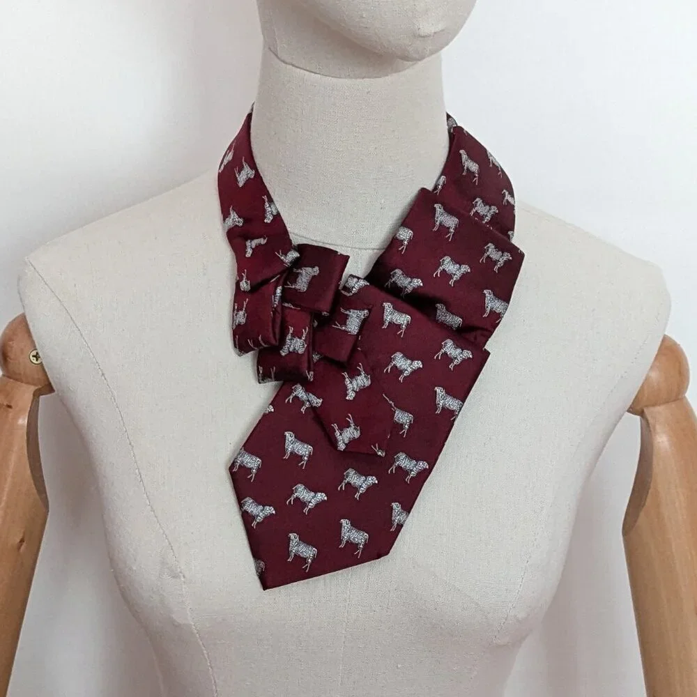 NWT Ogsplosh Unisex Ascot Scarf Wine Sheep Print Size Medium